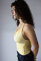 Cowl Neck Ruched Halter Top