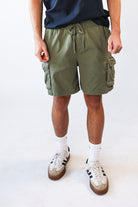 Drawstring Twill Cargo Shorts