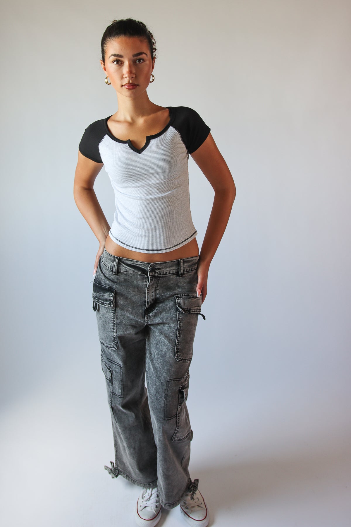 Drawstring Leg Double Cargo Jeans