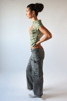 Drawstring Leg Double Cargo Jeans