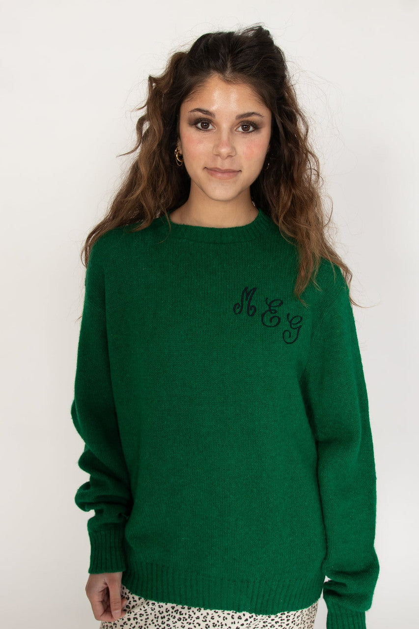 Vintage Green M E G Monogram Sweater (1980s)