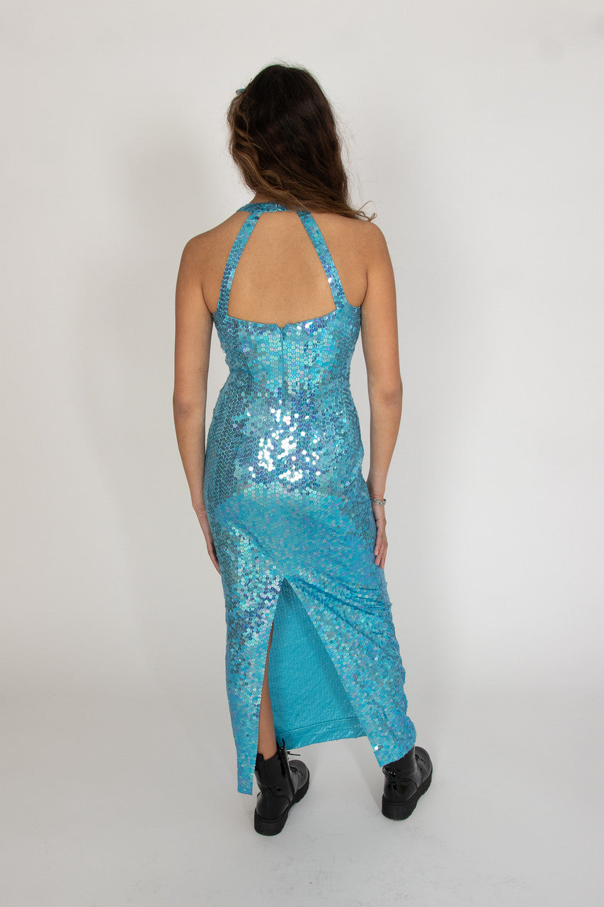vintage sequin dress Vintage Adrianna Papell Blue Sequin Dress
