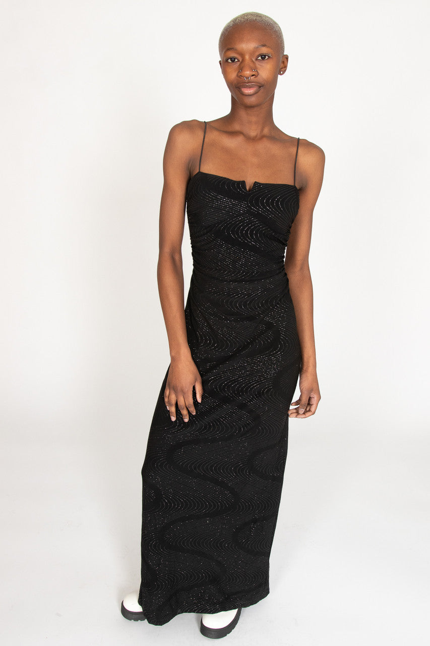 Vintage Sparkle Waves Spaghetti Strap Dress