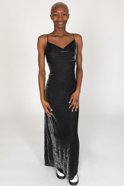 black metallic dress De Laru Formal Maxi – Ragstock 26 Katrina is 510.5 (179 Vera Wang Spring 2000 Bottom Size:M - 30