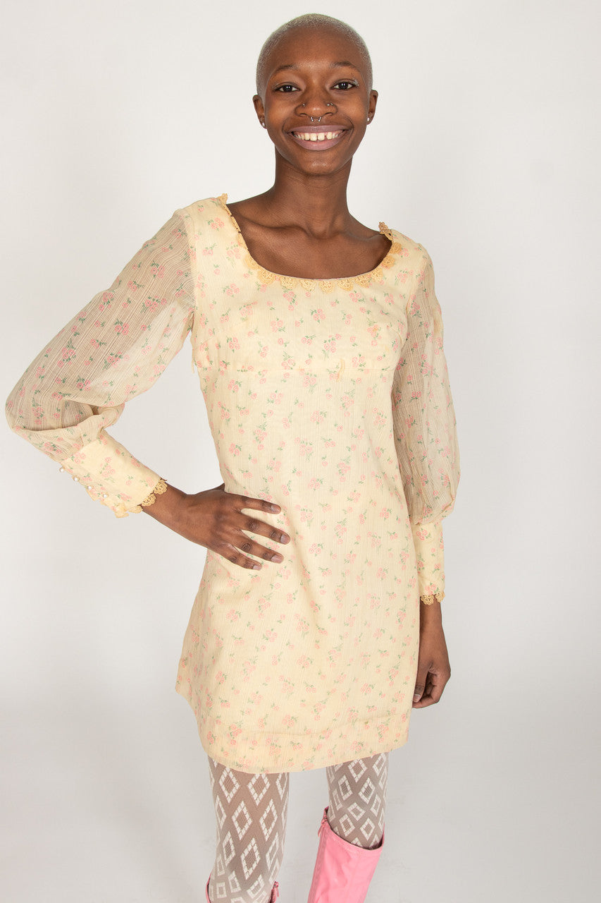 Vintage 1970s Mini Princess Floral Dress by Arpeja Young – Ragstock