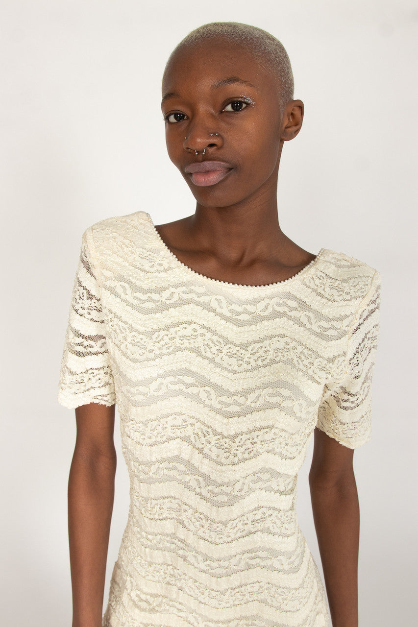 Vintage White Pearl Mini Dress