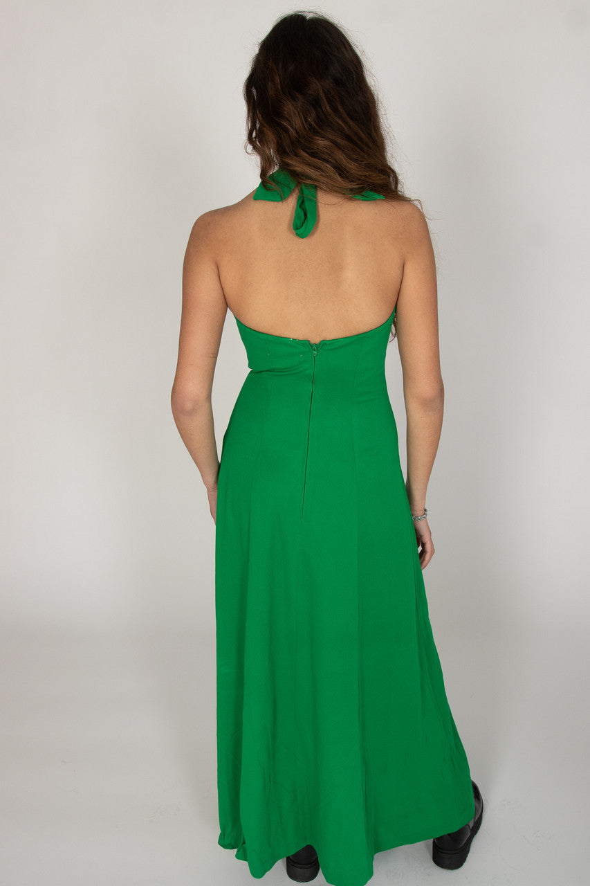 Green Halter Tie Maxi Dress Ragstock Green Halter Tie Maxi Dress Ragstock