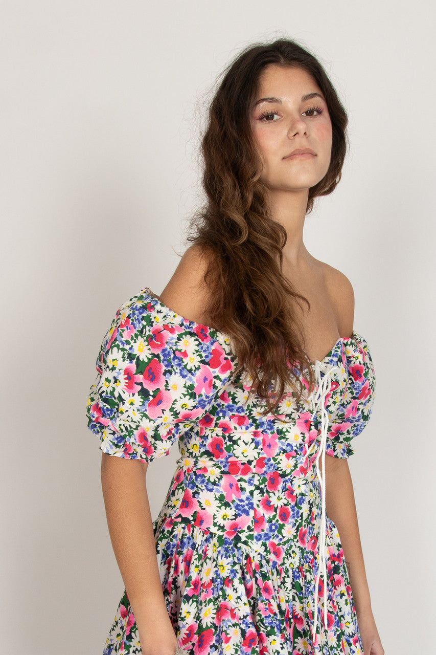 Vintage Puff Sleeve Floral Dress