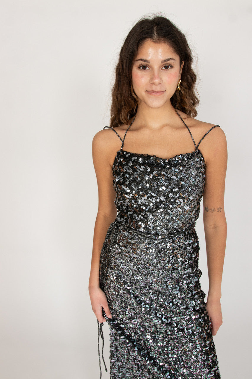 Vintage Norman Berg Black Sequin Dress
