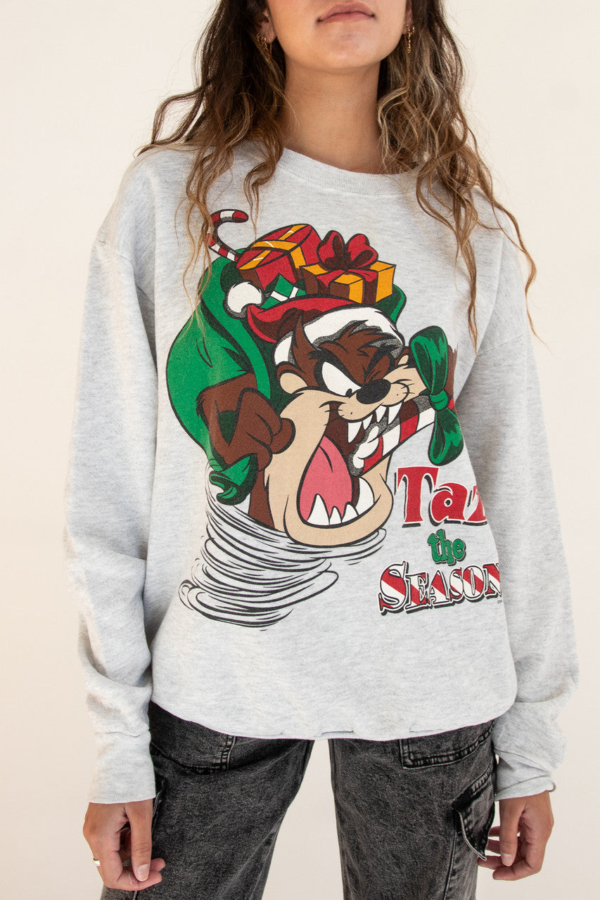 Vintage "Taz The Season" Looney Tunes Ugly Christmas Sweatshirt