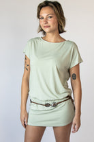 Drop Waist Western Belt Mini Dress