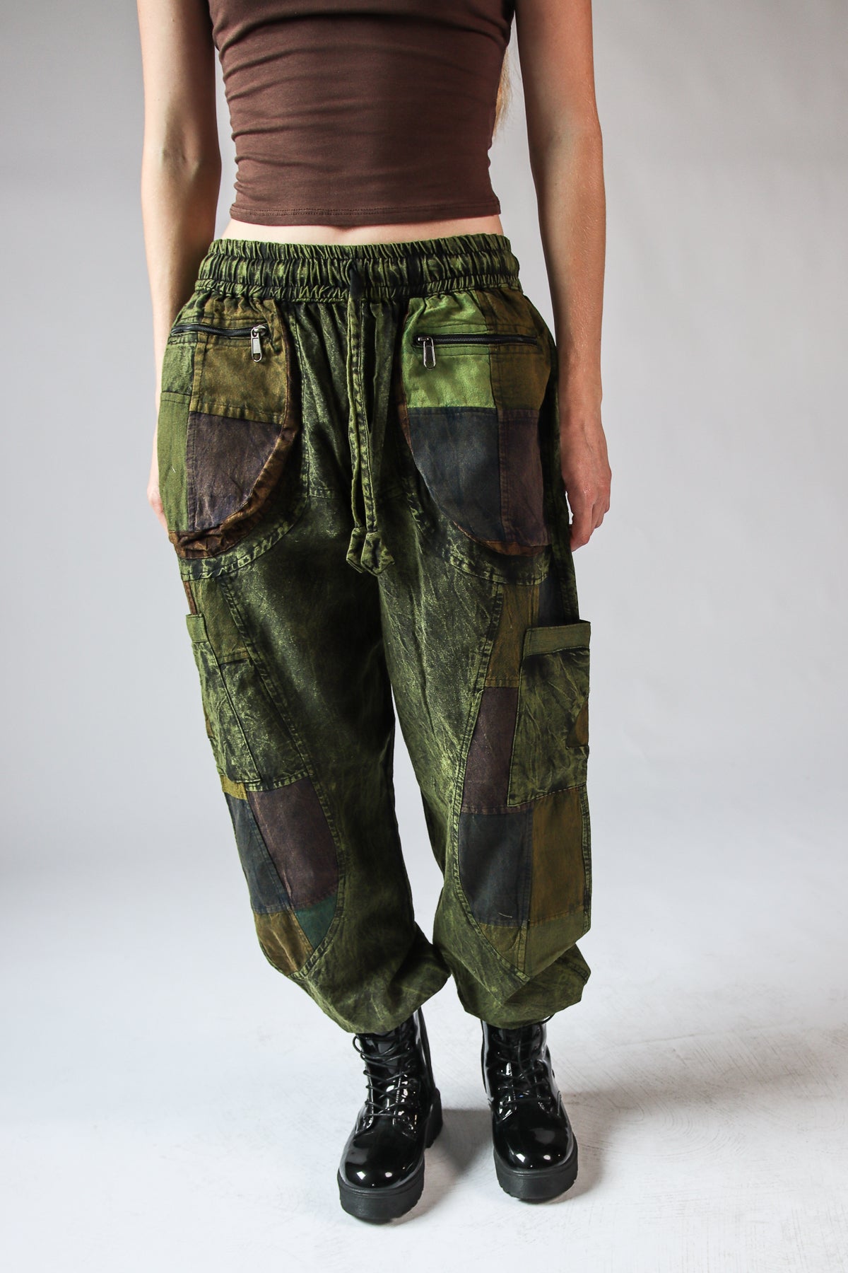 Earth Tones Cargo Patchwork Pants