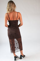 Embroidered Floral Mesh Midi Dress