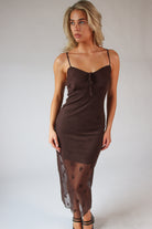 Embroidered Floral Mesh Midi Dress