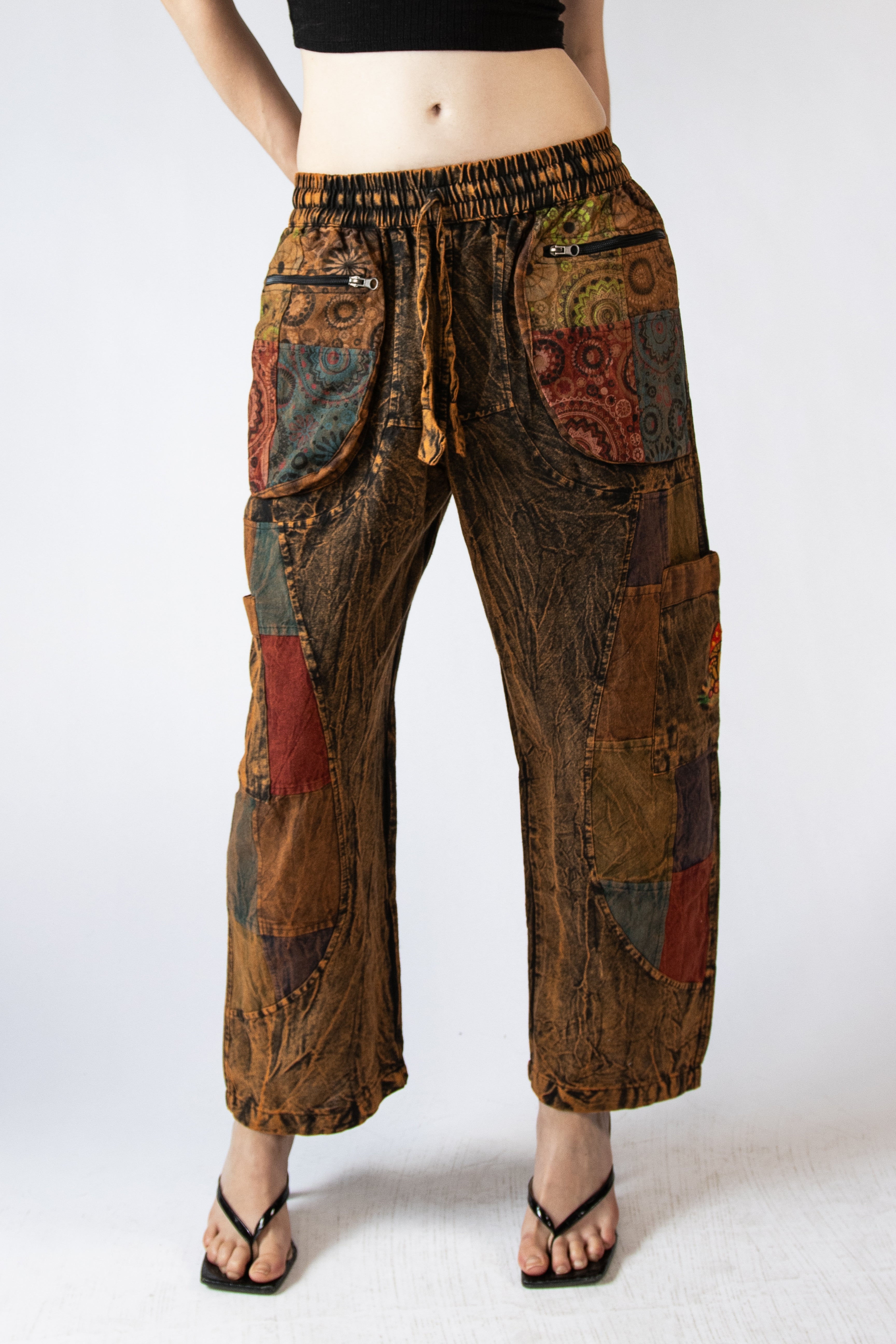 Embroidered Mushroom Block Patchwork Pants – Ragstock