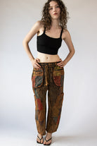 Embroidered Mushroom Block Patchwork Pants