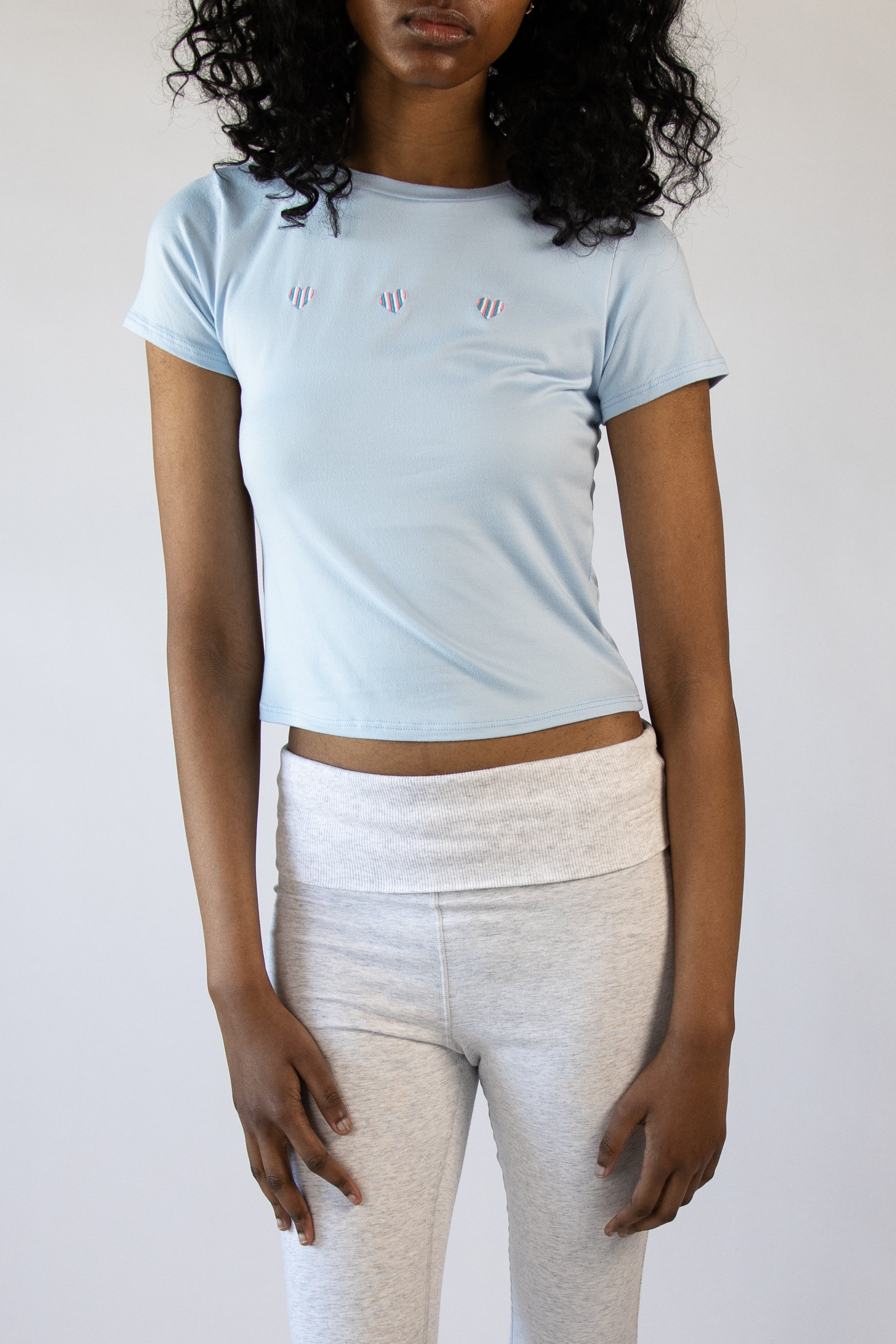 Embroidered Rainbow Hearts T-Shirt