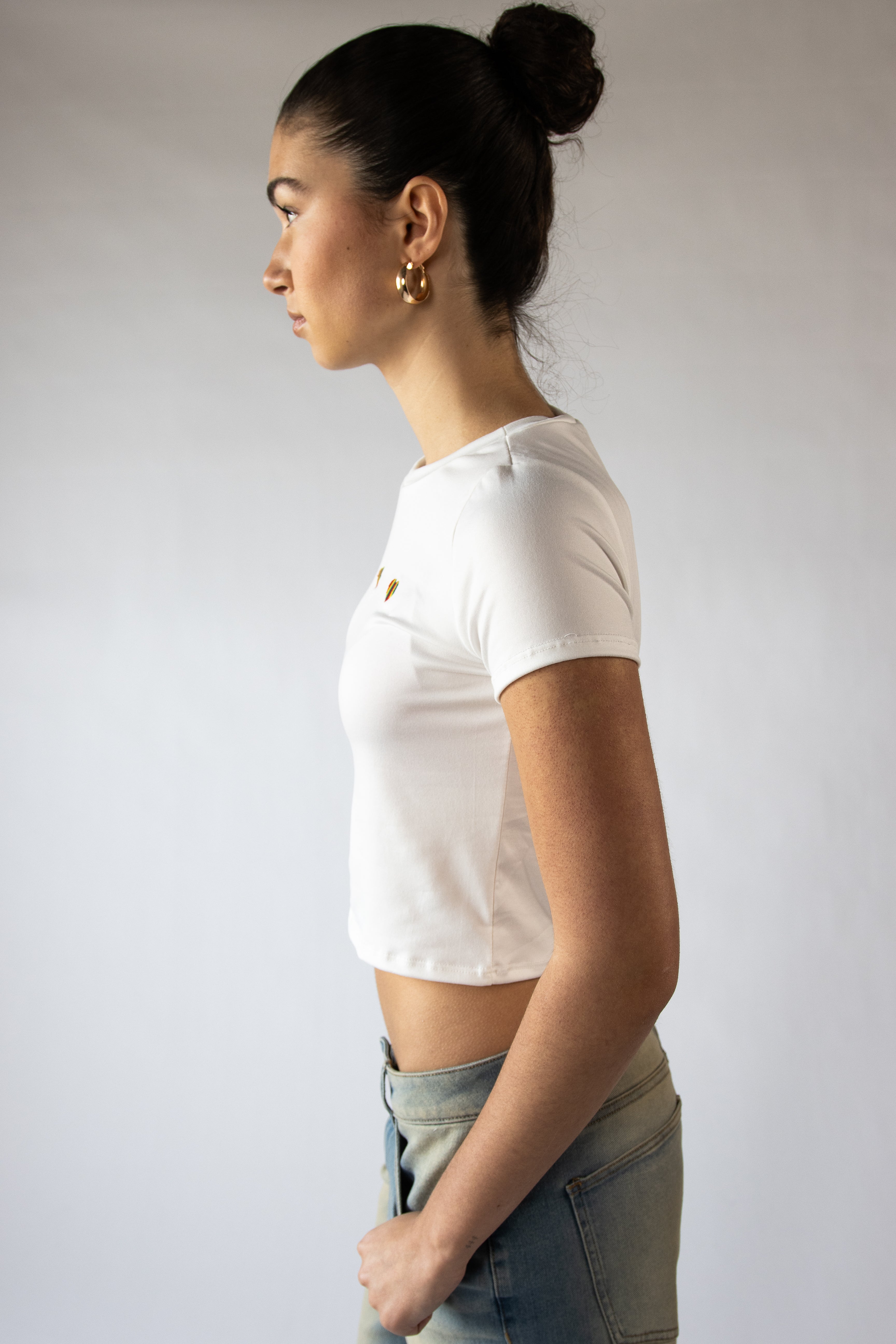 Embroidered Rainbow Hearts T-Shirt