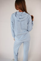 Embroidered Waffle Knit Zip Up Hoodie