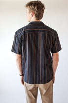 Embroidered Weave Striped Button Up Shirt