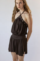 Eyelet Halter Handkerchief Mini