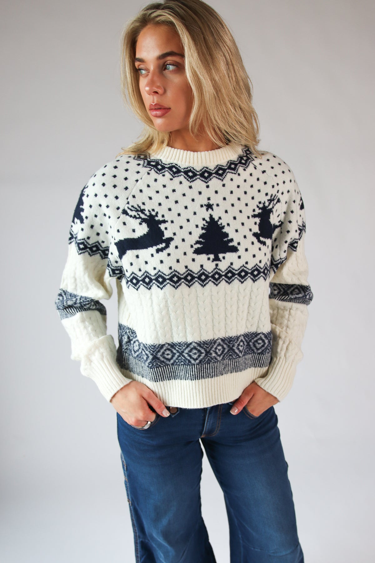 Fair Isle Cable Knit Sweater