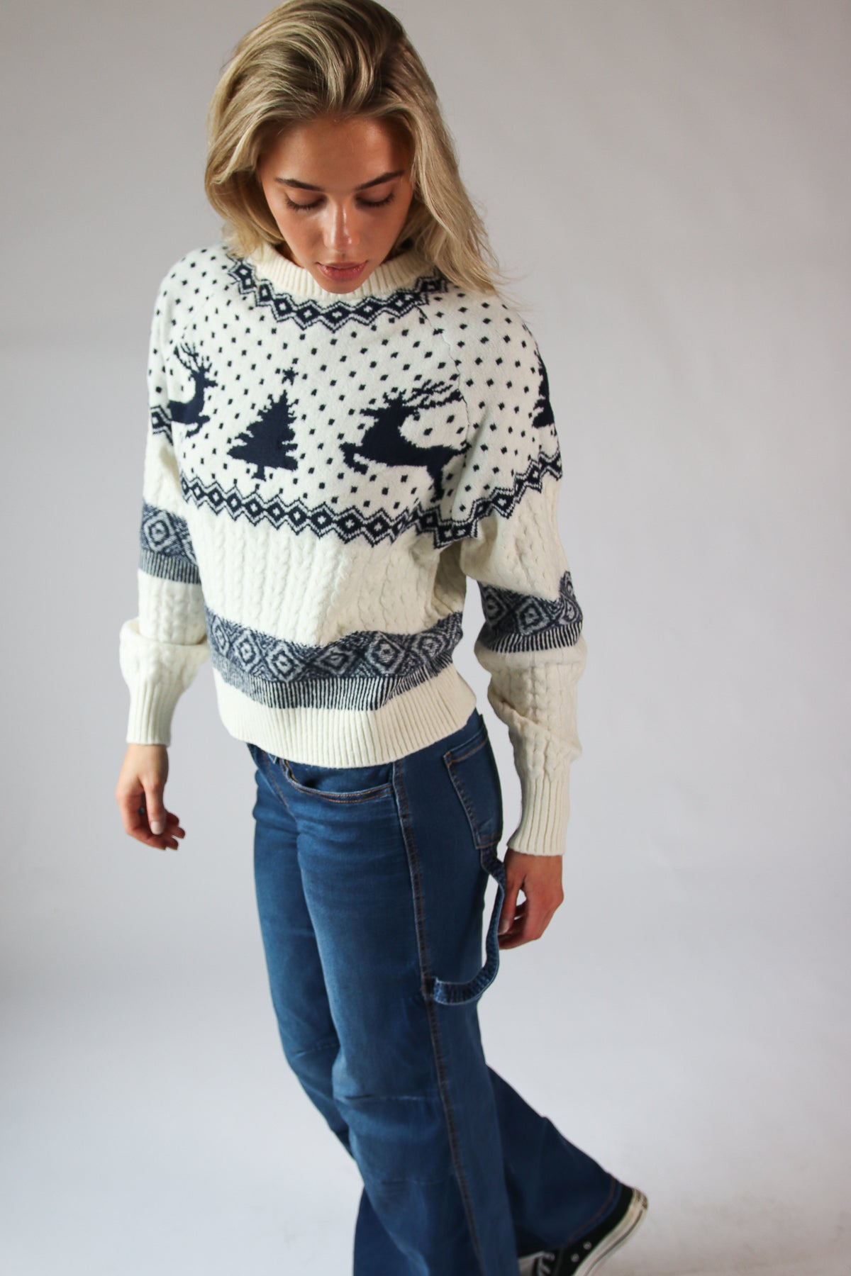 Fair Isle Cable Knit Sweater