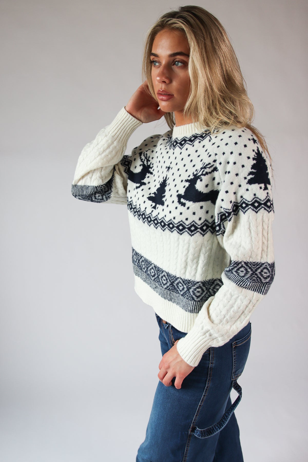Fair Isle Cable Knit Sweater