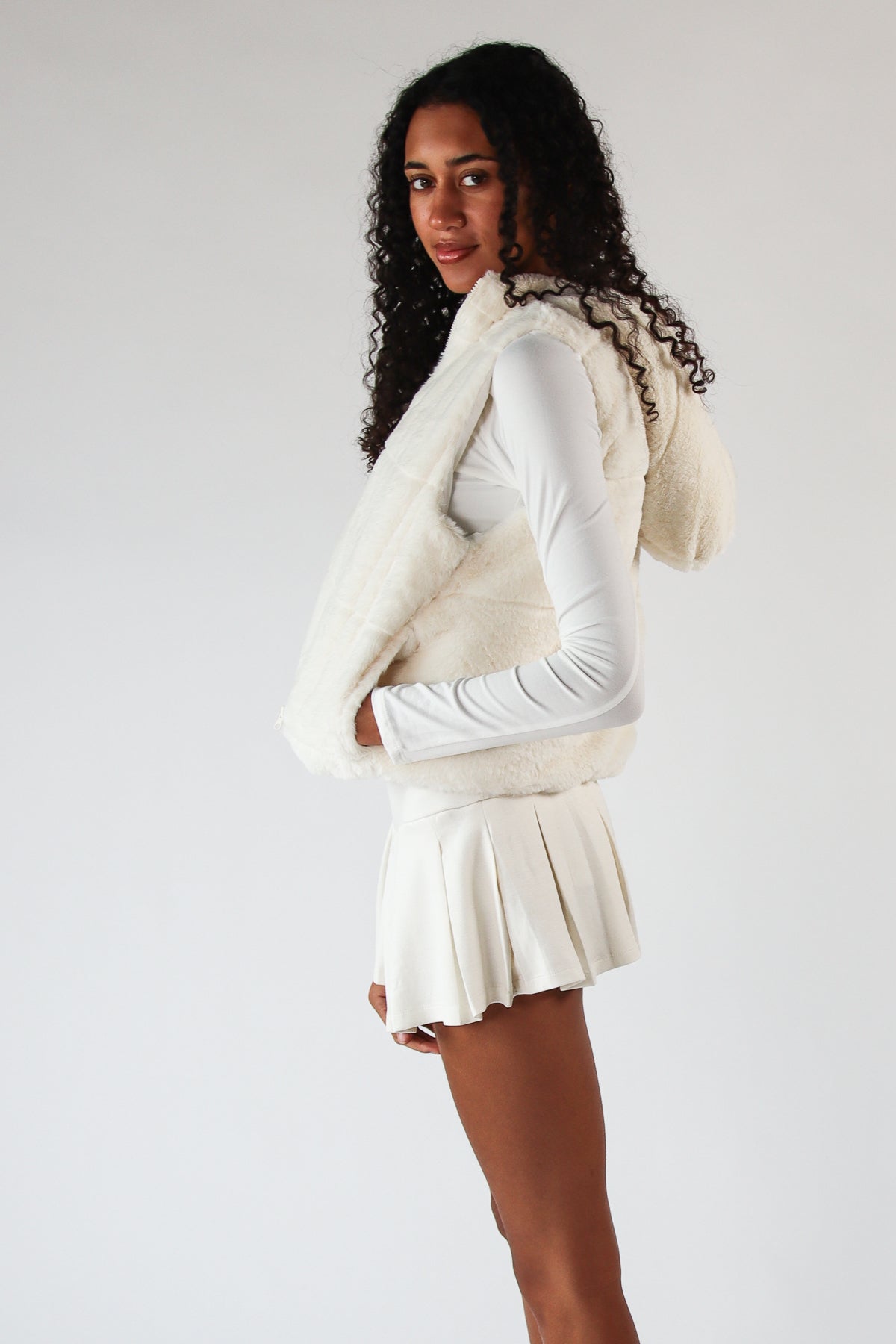 Faux Fur Hooded Vest