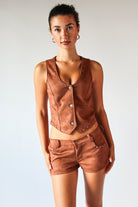 Faux Suede Nailhead Stud Mini Shorts