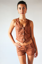 Faux Suede Nailhead Stud Vest
