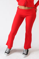 Ribbed Lightweight Fleece Lined Flare Leggings