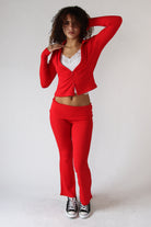 Ribbed Lightweight Fleece Lined Flare Leggings