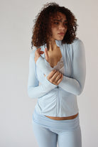 Fleece Lined Ribbed Zip Up Top
