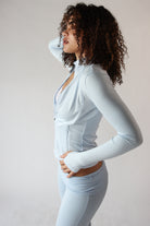 Fleece Lined Ribbed Zip Up Top