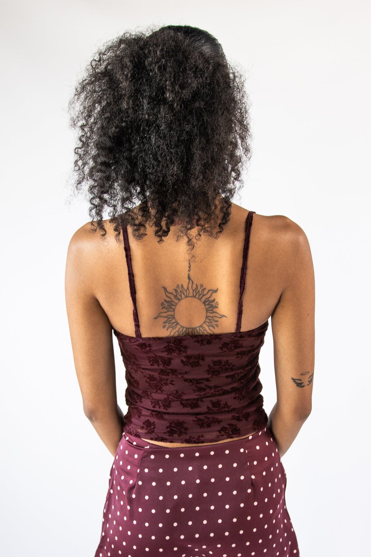 Mesh Flocked Babydoll Cami