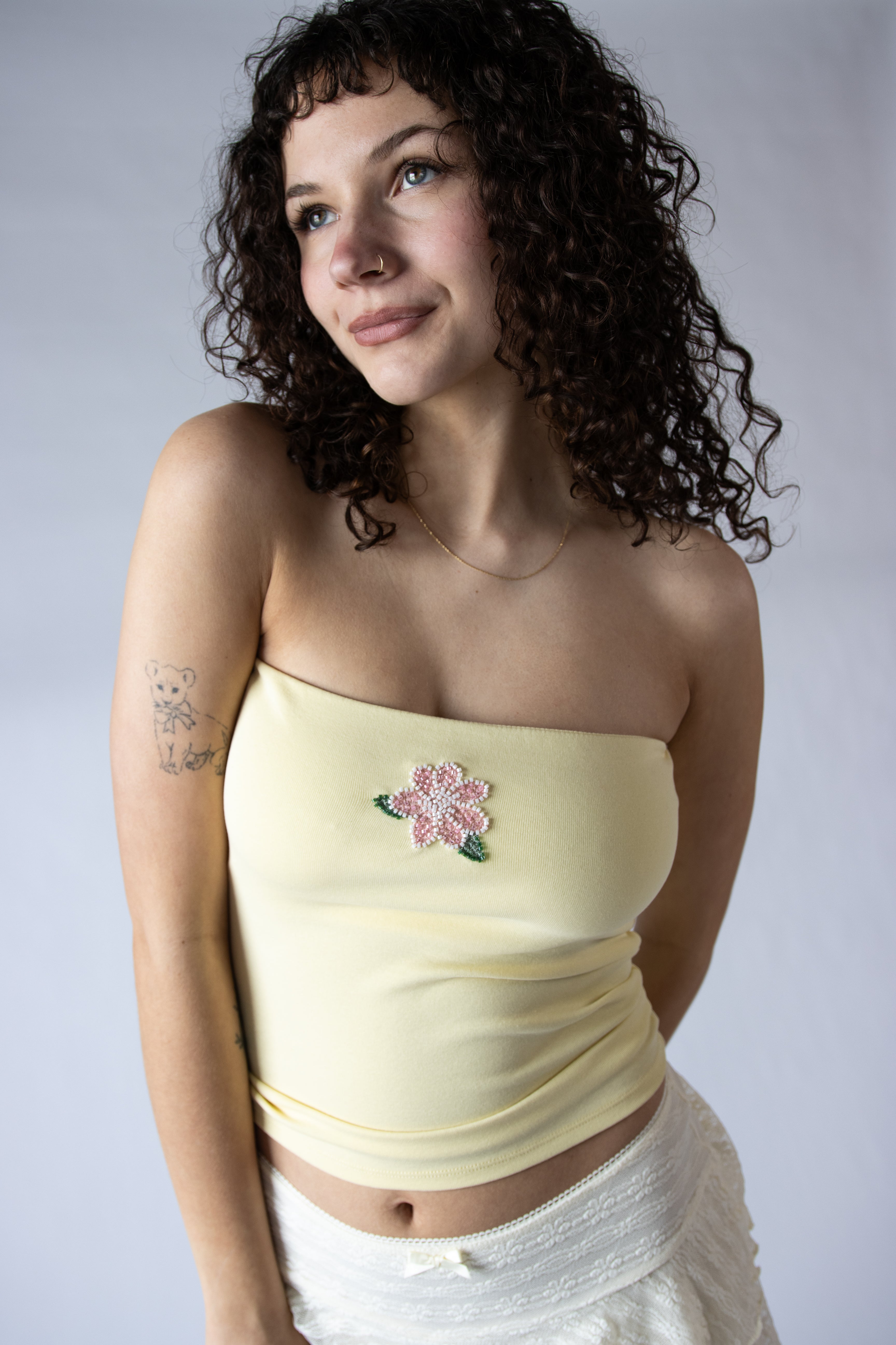 Beaded Flower Tube Top