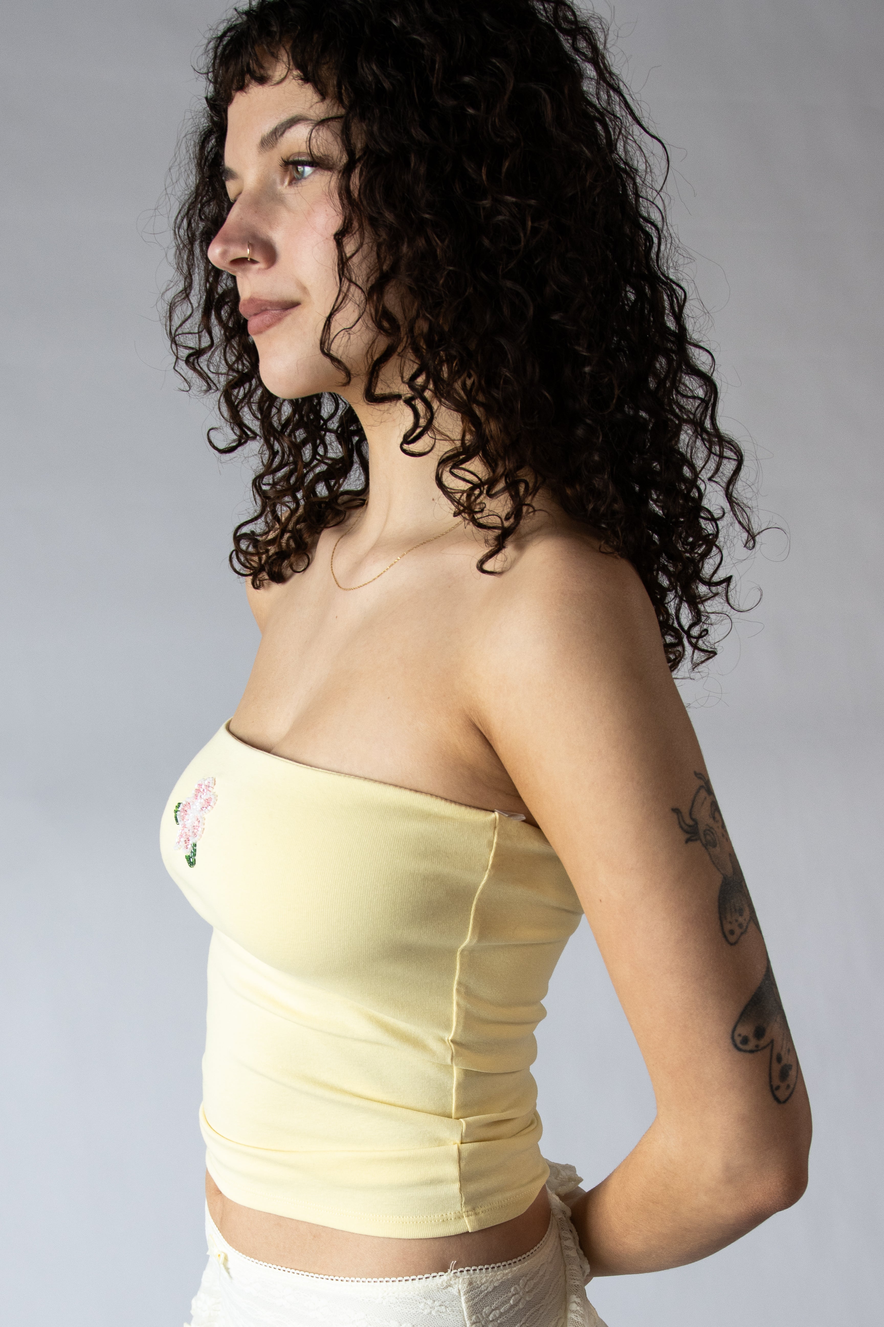 Beaded Flower Tube Top