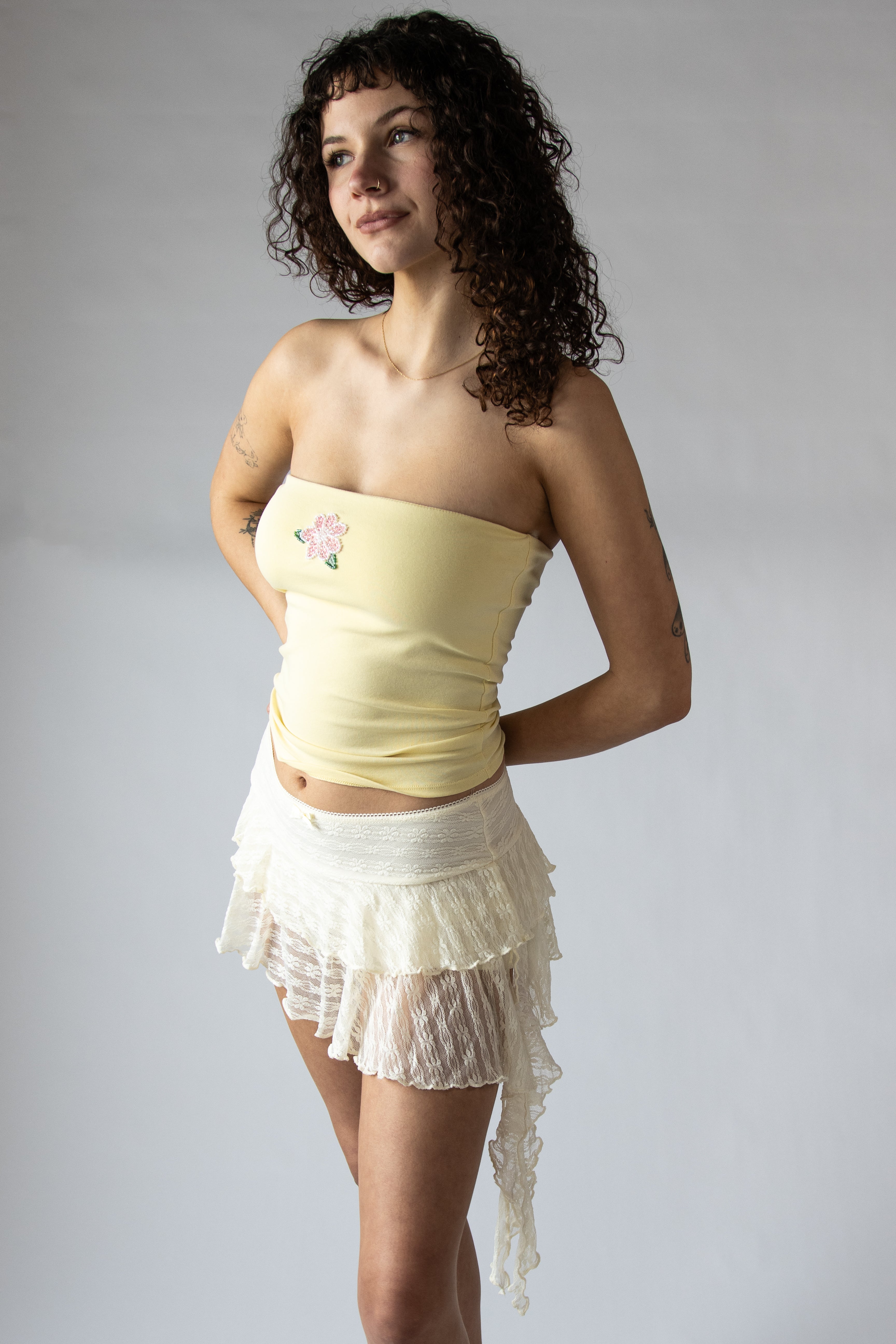 Beaded Flower Tube Top