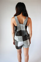 Floral Embroidered Patchwork Overall Shorts