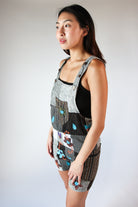 Floral Embroidered Patchwork Overall Shorts