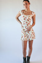 Floral Lace Trim Mini Dress