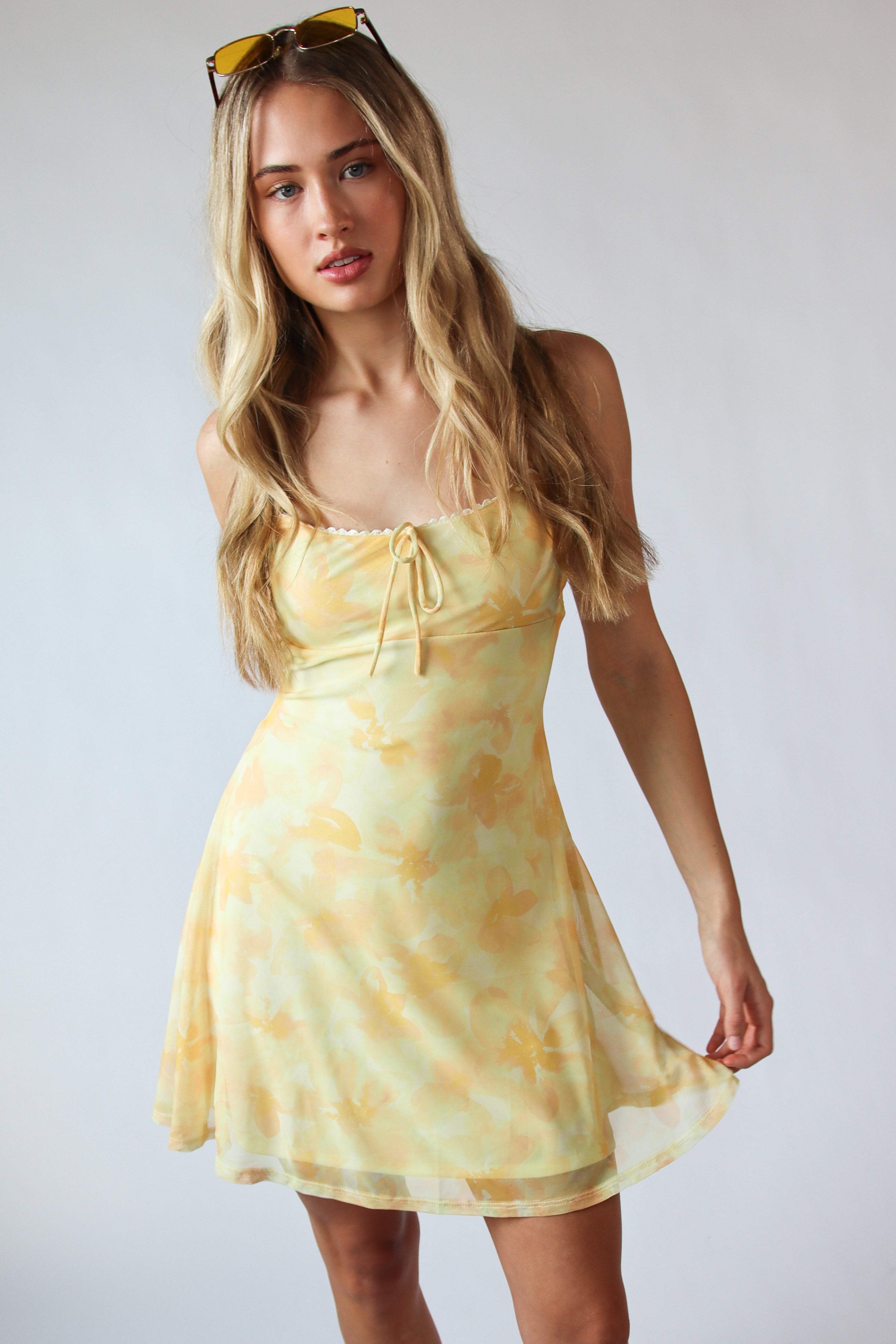 Floral Print Mesh Cami Dress