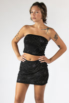 Floral Rhinestone Mini Skirt