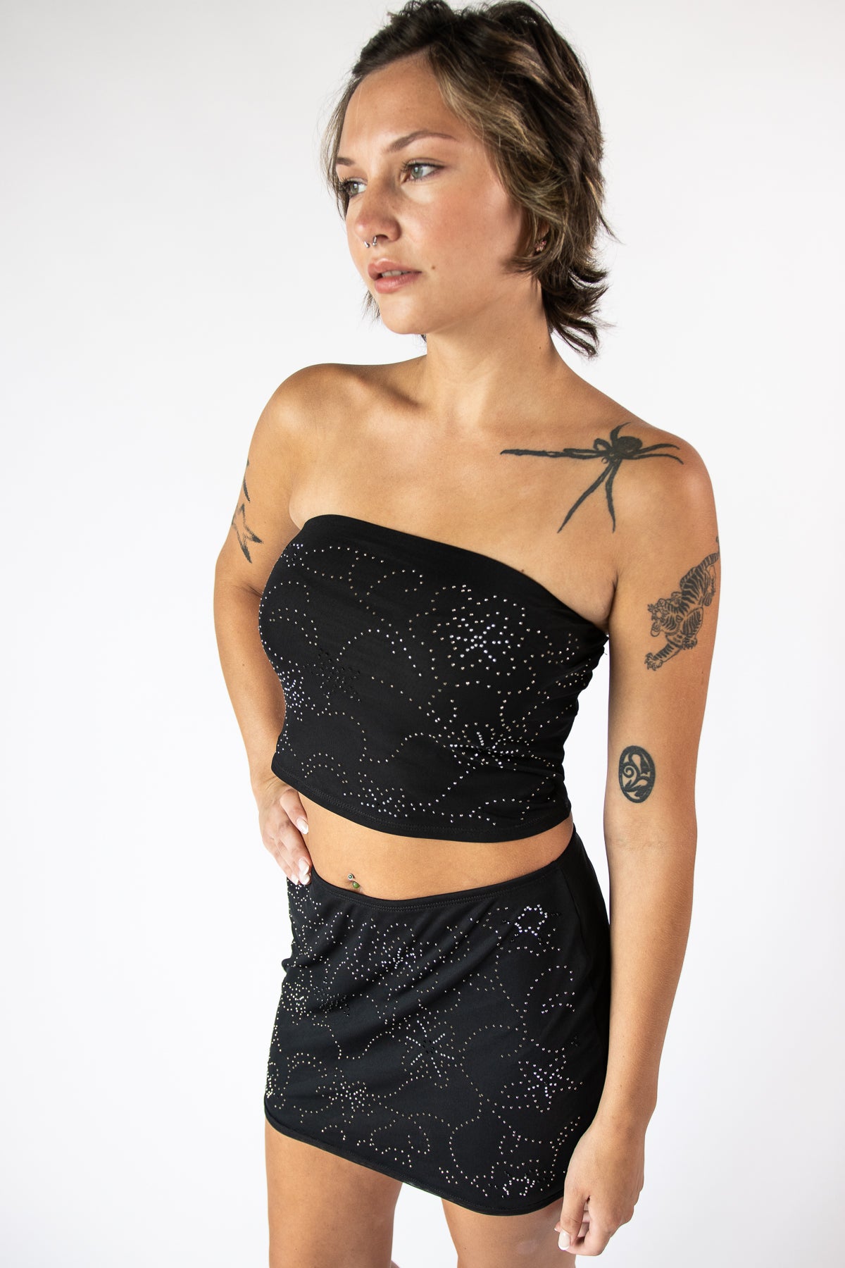 Floral Rhinestone Tube Top