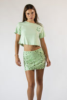 Floral Sequin Mini Skirt