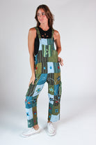 Floral Embroidered Patchwork Overalls