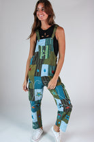 Floral Embroidered Patchwork Overalls