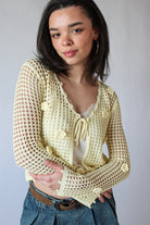 Flower Crochet Mesh Tie Front Cardigan