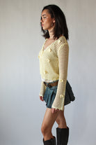 Flower Crochet Mesh Tie Front Cardigan